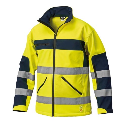 Giacca Softshell ad Alta Visibilita Bicolore Siggi | Giallo Blue