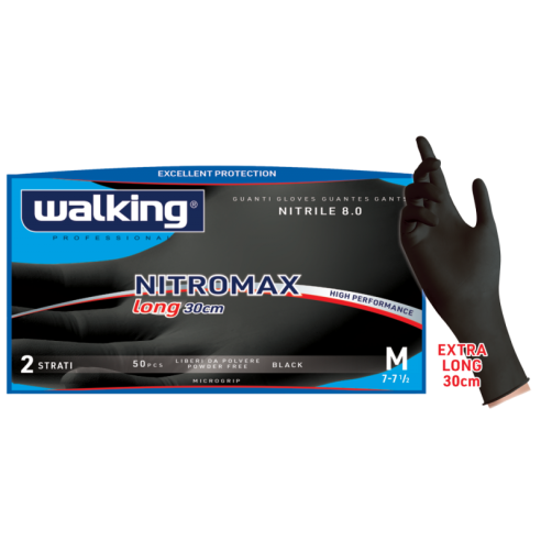 Guanti in Nitrile Lunghi Neri - Walking Nitro Max Long