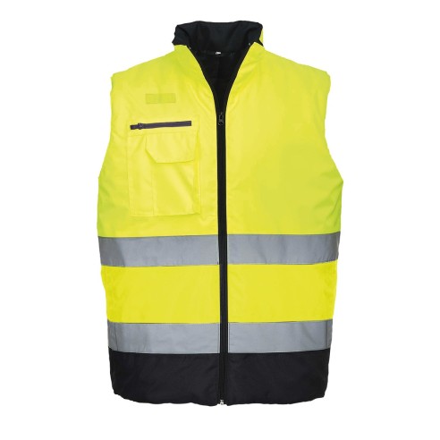 Gilet da Lavoro | Gilet Imbottito Ad Alta Visibilità Giallo/Navy