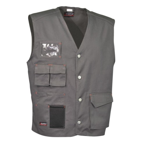 Gilet da Lavoro Cofra Nairobi. Smanicato Multi Tasche con Porta Badge