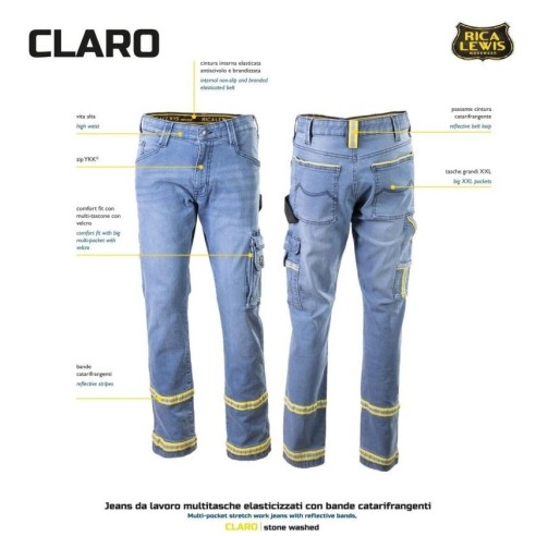 Jeans da Lavoro con Bande Rifrangenti Rica Lewis Claro